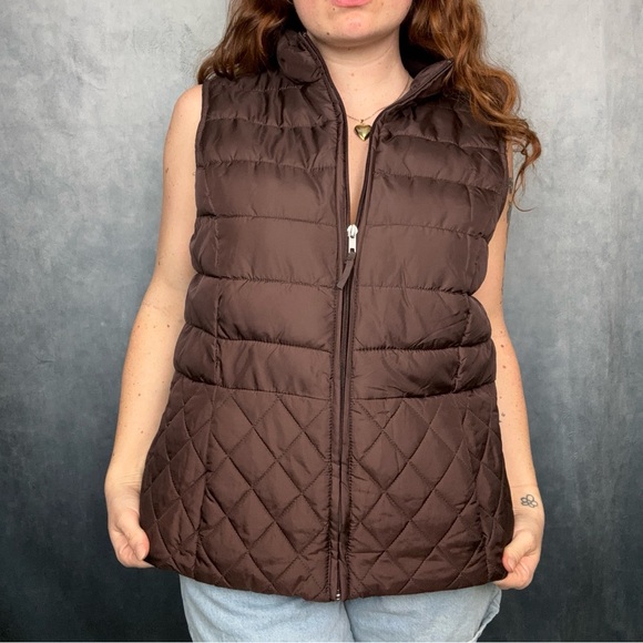 Laura Scott Brown Puffer‎ Vest Size Small - Picture 3 of 6
